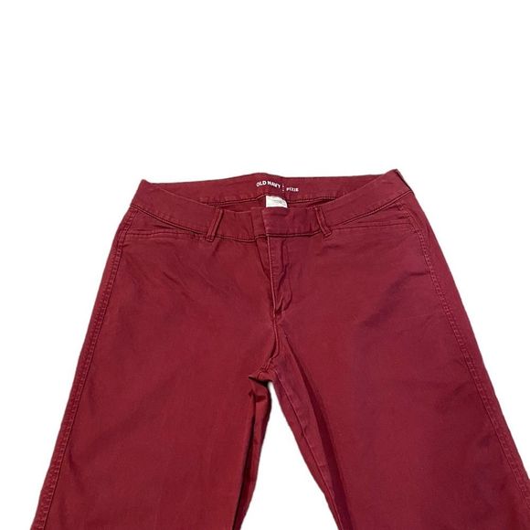 Old Navy PIxie Stretch Straight Leg Pants, Burgundy, Size 8 Regular - Picture 3 of 8